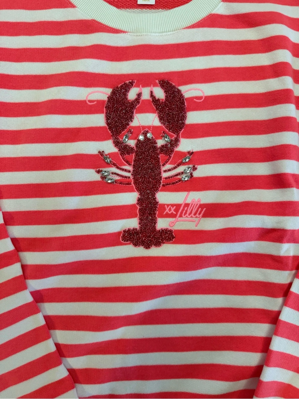 NWOT Lilly Pulitzer Ballad Sweatshirt in Cane Coral So Clawsome. Size large - Picture 2 of 4